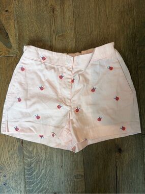 Crewcuts Pink Ladybug Embroidered High-Waist Shorts